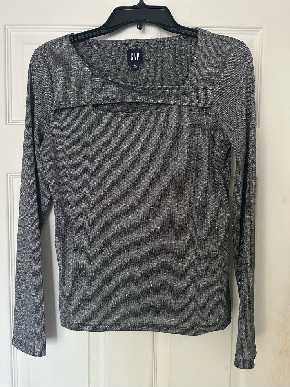 GAP Charcoal Gray Long-Sleeve Cutout Ribbed Top